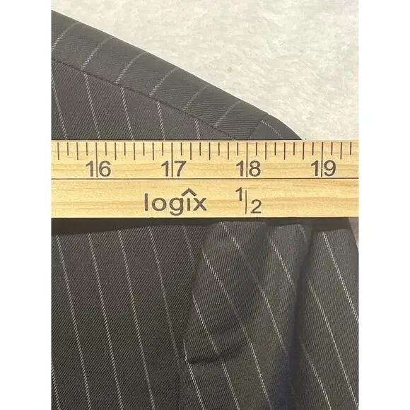 Peter Millar 40R 32W Dark Navy Blue Gray Pinstripe 2 Piece Suit Jacket Pants - Picture 9 of 16